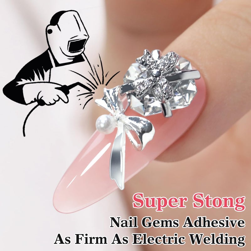 دابل ريذم غراء أحجار الراين للأظافر من دبل ريذم، 1.4 أونصة، غراء جل، تصميم ثلاثي الأبعاد، جواهر فنية، زينة ساحرة، 40 مل، صالون تجميل، اصنعها بنفسك (غراء أحجار الراين شفاف) - Image 3